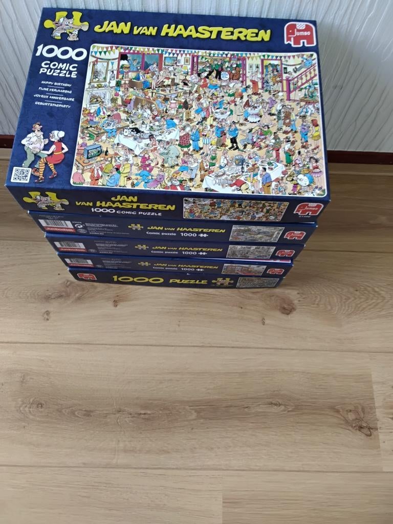 5 x 1000 puzzels van Jan van Haasteren, Ophalen of Verzenden, 500 t/m 1500 stukjes