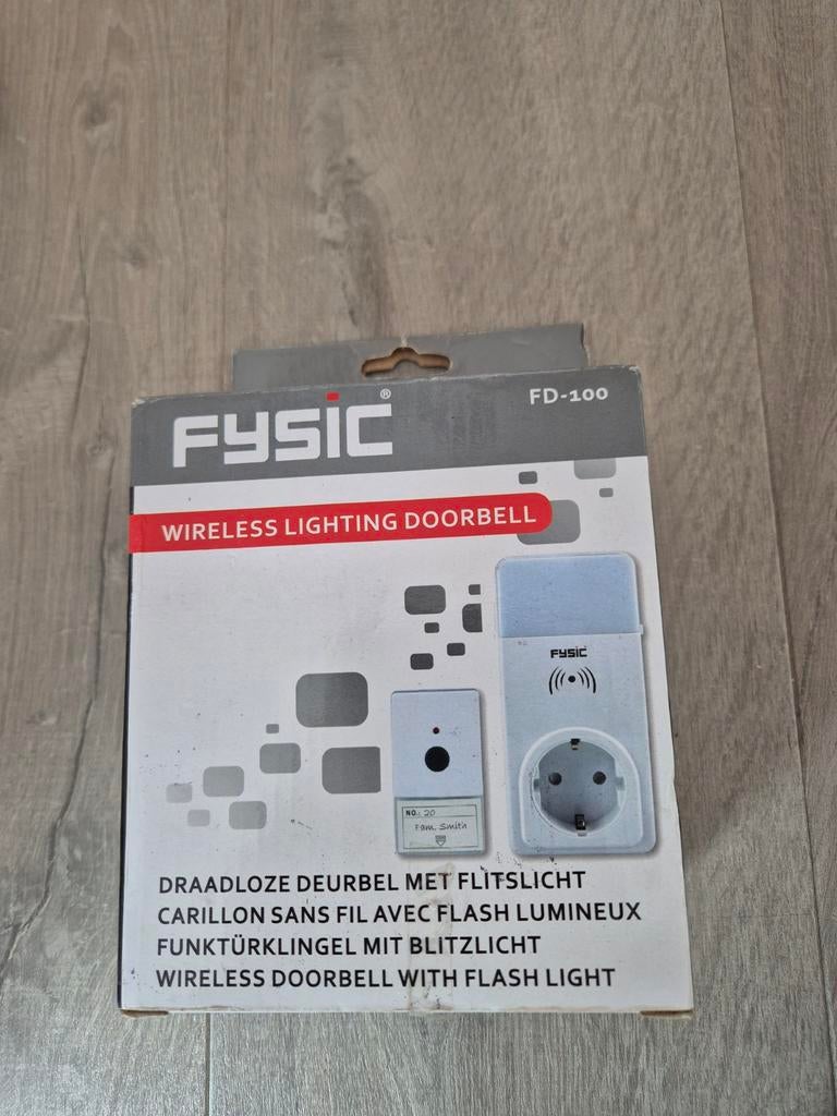 Fysic FD-100 Draadloze Deurbel met Flitslicht - Nieuw, Ophalen of Verzenden, Nieuw, Draadloos