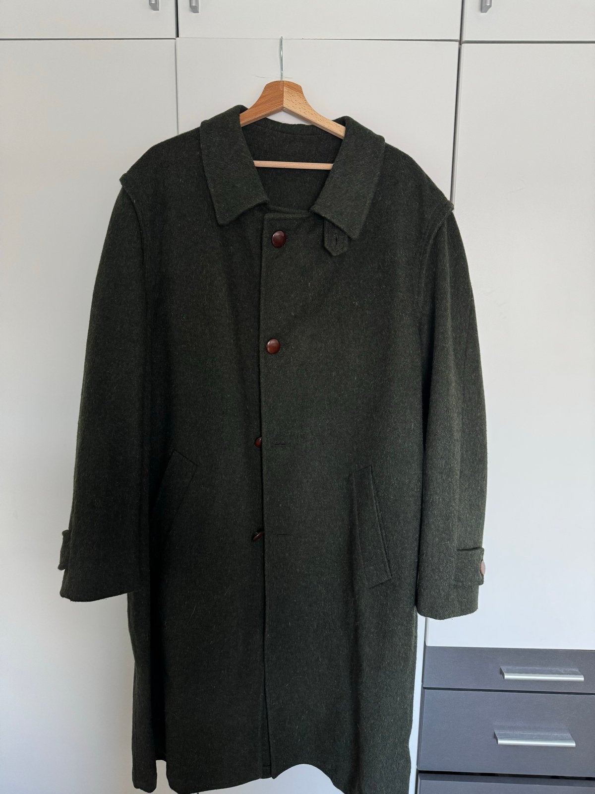 Vintage Oostenrijks Klassiek Groene Wollen Jas - Maat L>XL, Ophalen of Verzenden, Zo goed als nieuw, Maat 42/44 (L), Groen
