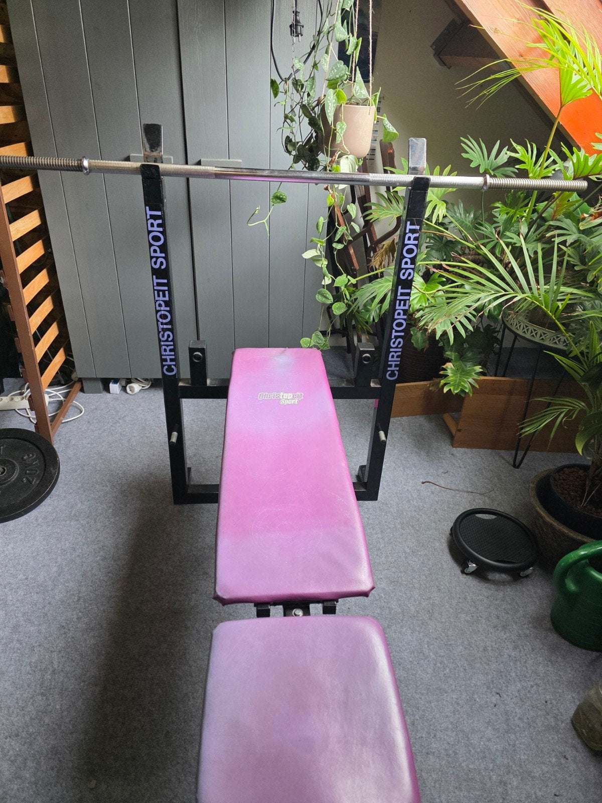 Christopeit Sport Krachtstation met halterbank en stang, Gebruikt, Krachtstation, Ophalen of Verzenden, Metaal