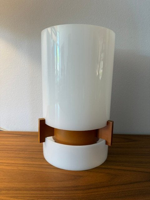 Tafellamp, plexiglas, metaal, Deens, Italiaans,vintage 60/70, Huis en Inrichting, Lampen | Tafellampen, Ophalen of Verzenden, Metaal