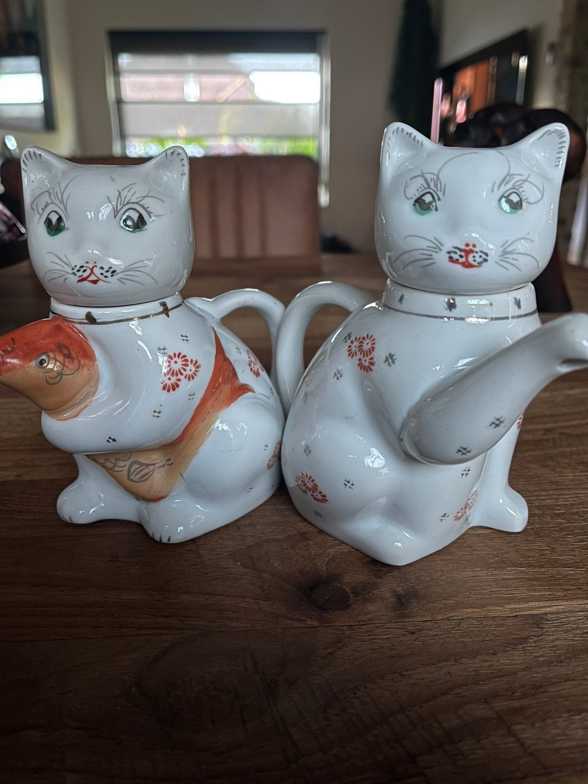 Vintage Chinese Porseleinen Kattenset -       (Jaren 60), Ophalen of Verzenden