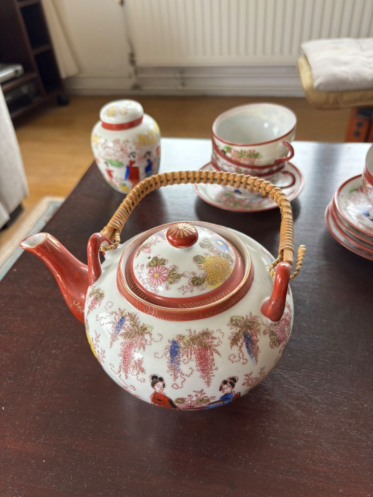 Vintage Japans theeservies met theepot en kopjes, Antiek en Kunst, Ophalen