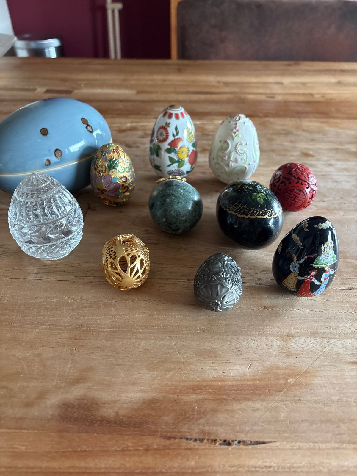 Verzameling decoratieve eieren, diverse materialen, Ophalen of Verzenden, Gebruikt, Overige typen