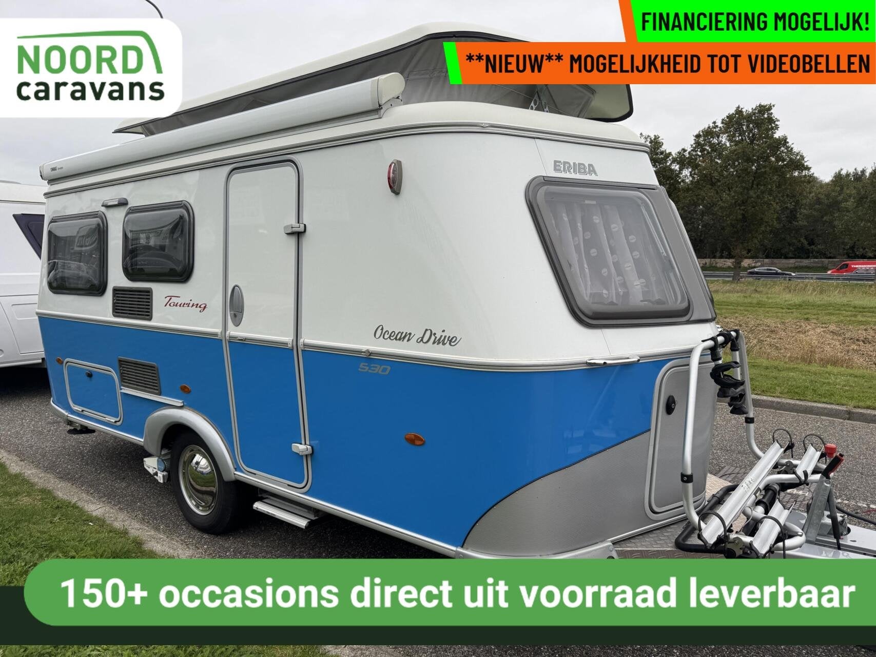 Eriba TOURING 530 OCEAN DRIVE,DRWARSBED,DINETTE,LUIFEL,MOVER, Caravans en Kamperen, Bedrijf, Hordeur, 5 tot 6 meter, Eriba