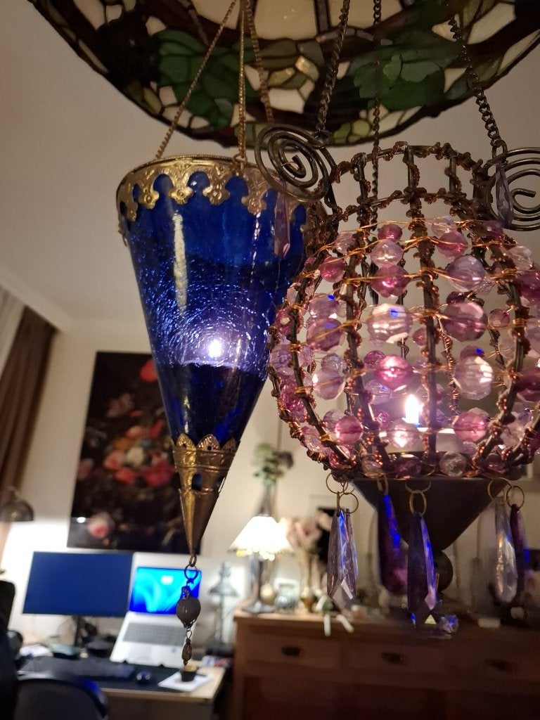 Paarse Bohemian Hanglantaarn–Handgemaakt–Sfeervol en Uniek!, Ophalen