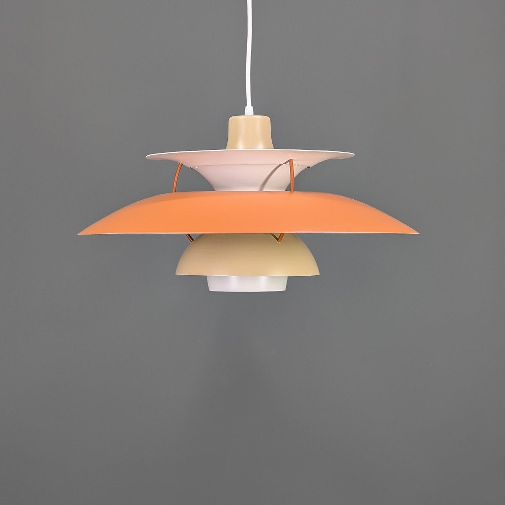 Louis Poulsen PH 5 vintage hanglamp – oranje – Ø50 cm, Mid century modern, Zo goed als nieuw, Metaal, E27 (groot)