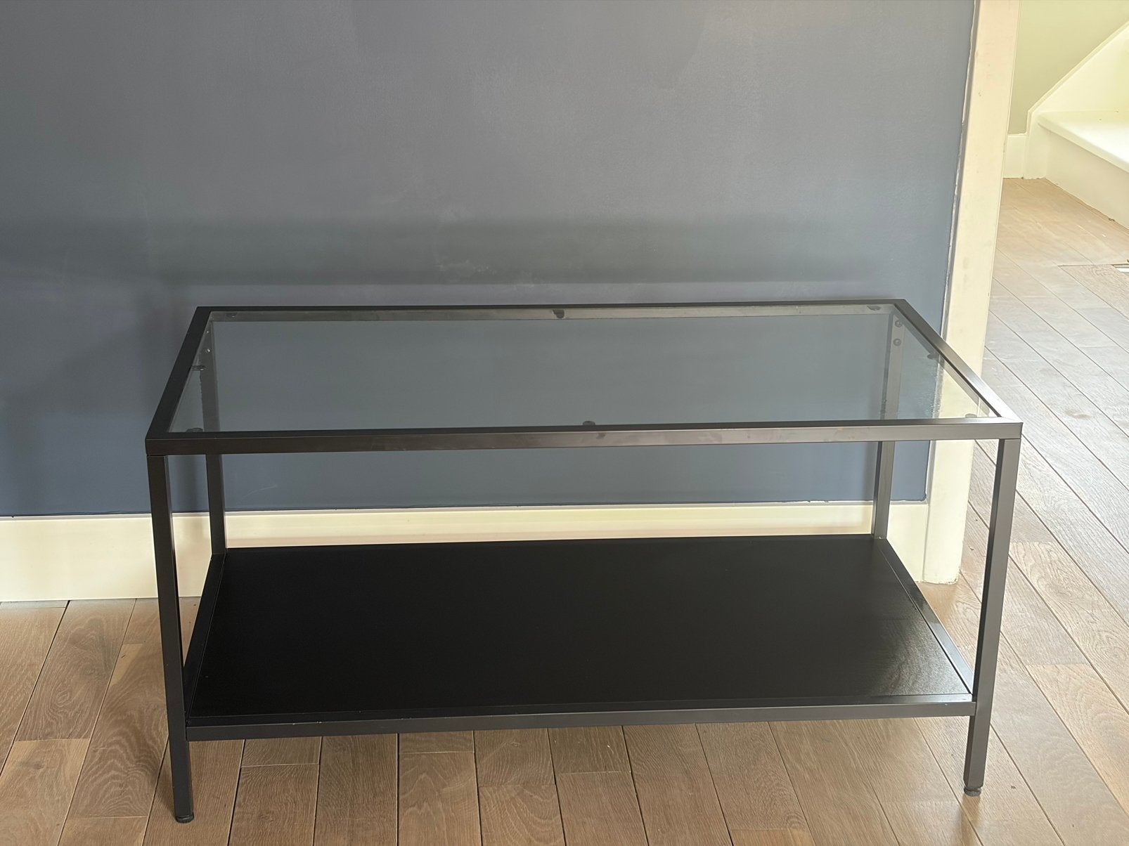 Salontafel - zwart & glas IKEA, Huis en Inrichting, Ophalen, Gebruikt, 100 tot 150 cm, 50 tot 100 cm