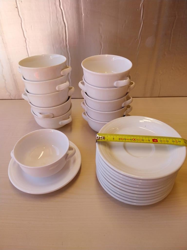 Villeroy & Boch soepkommen met schotels, wit, porselein, Huis en Inrichting, Keuken | Servies, Ophalen