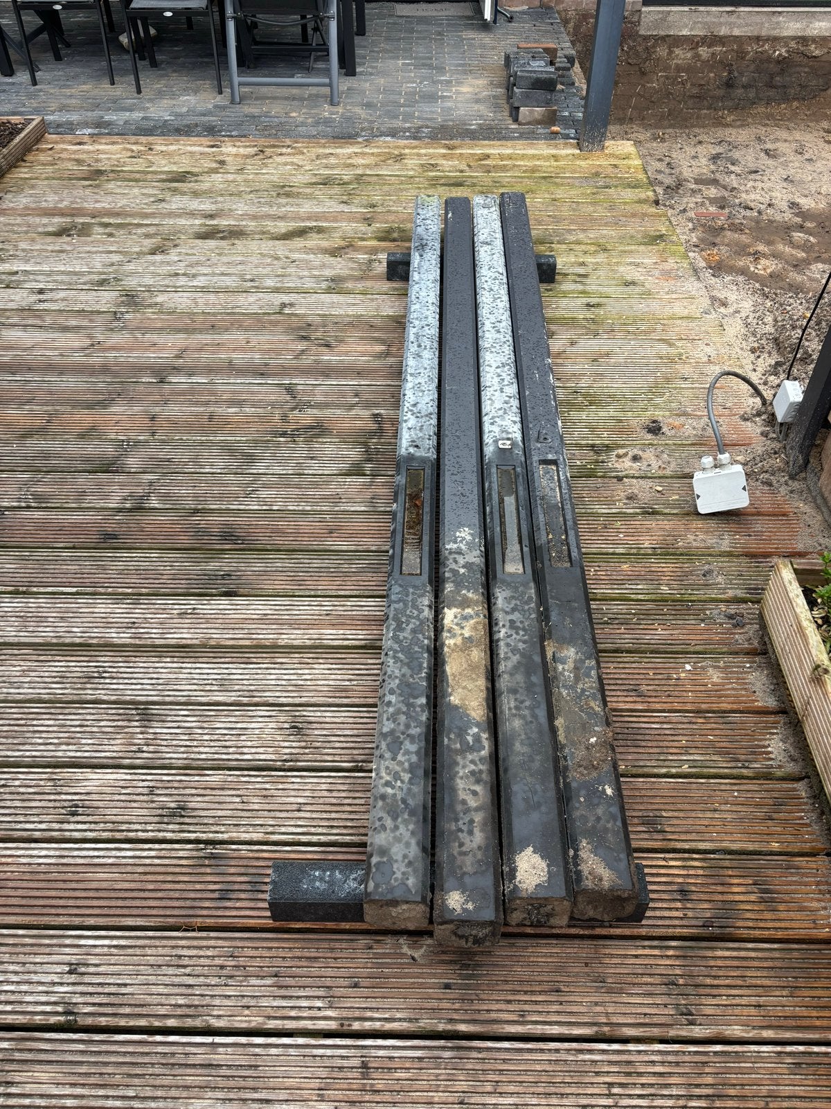 2x antraciet palen 2x antraciet onderplaten, Ophalen, Gebruikt, Overige typen