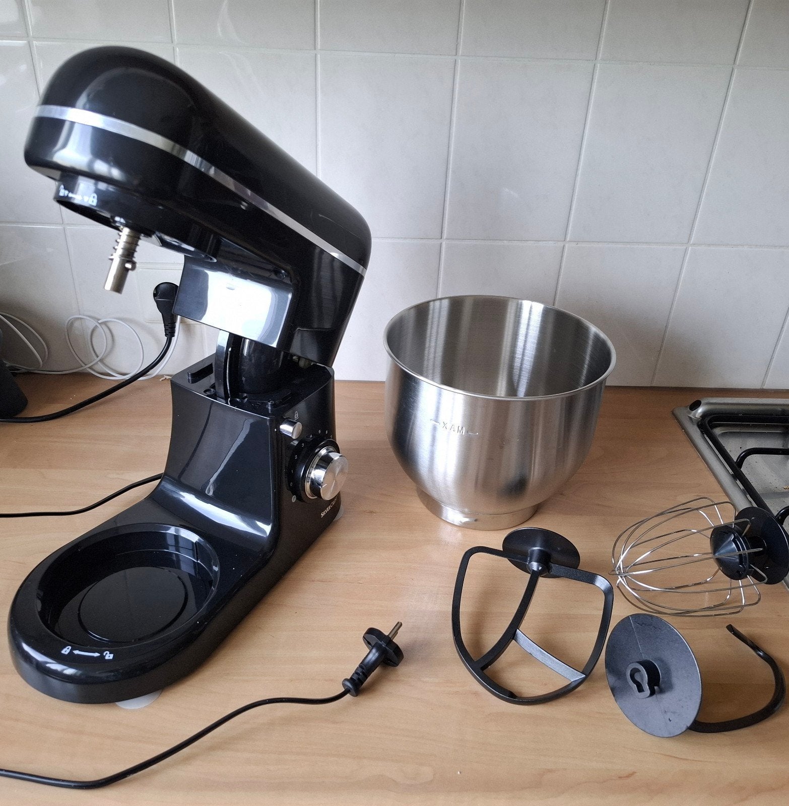 Silvercrest Keukenmachine met RVS kom en 3 opzetstukken, Witgoed en Apparatuur, Keukenmixers, Ophalen, Zo goed als nieuw, Vaatwasserbestendig