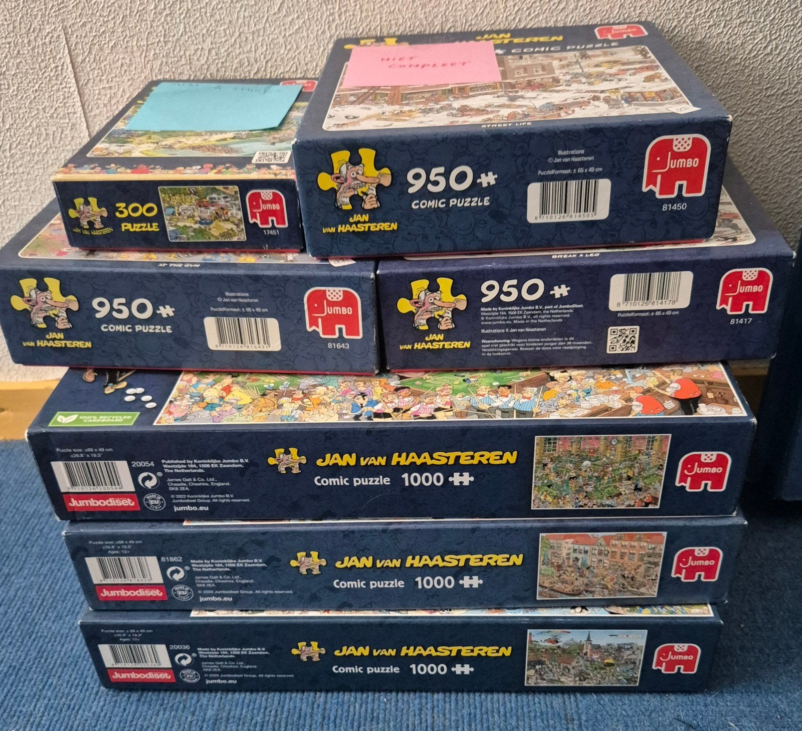 Haasteren puzzels die stukjes missen!, Ophalen, 500 t/m 1500 stukjes, Gebruikt