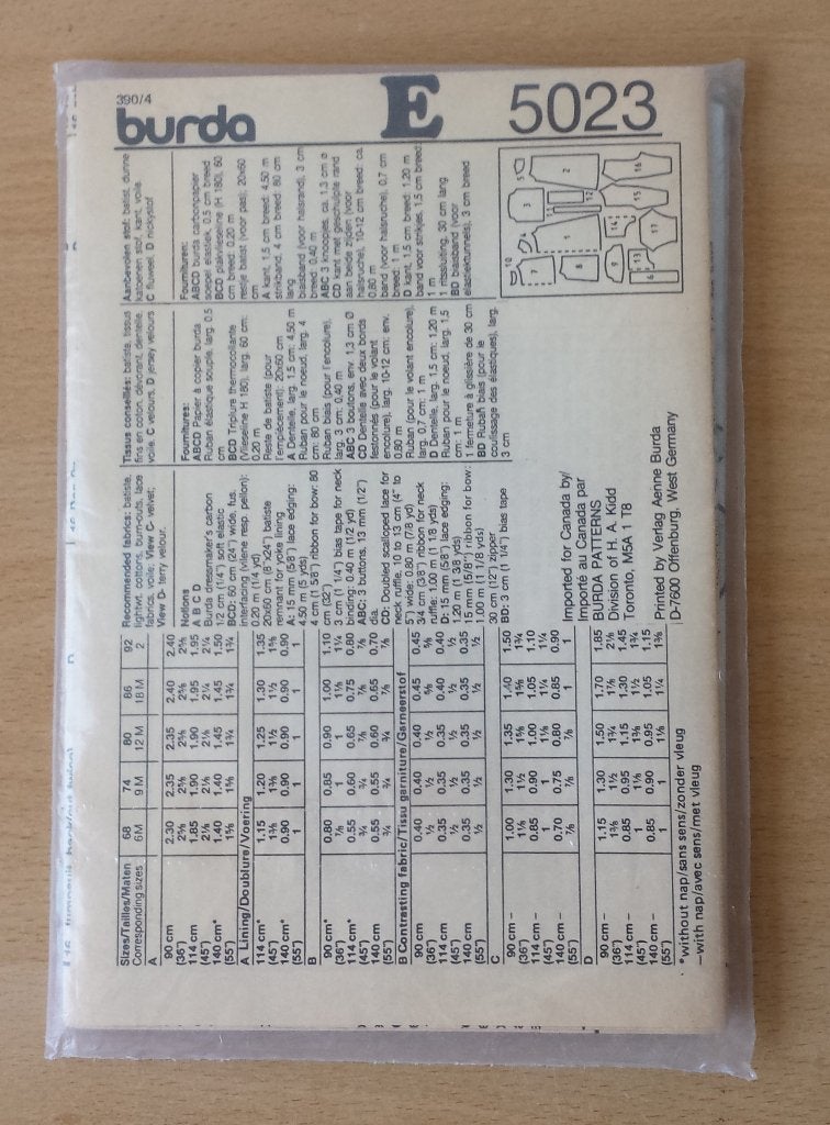 Burda Kinderpatronen 5023 - o.a. doopjurk, Overige typen, Kind, Nieuw, Nvt