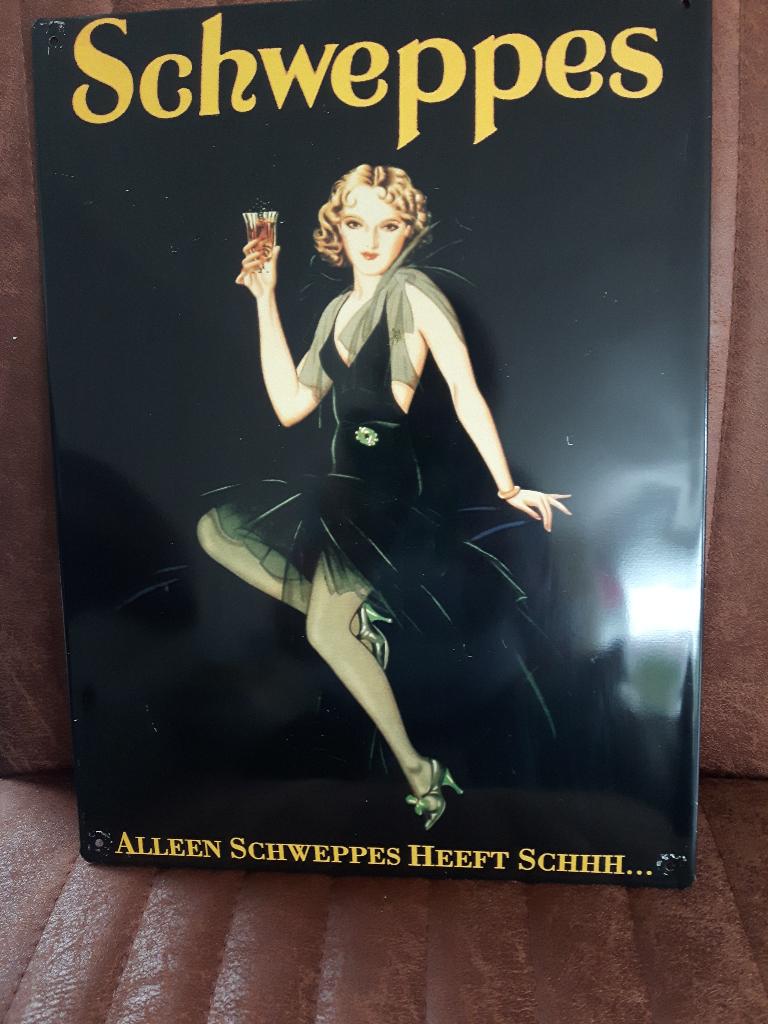 Schweppes, Ophalen of Verzenden, Gebruikt, Reclamebord