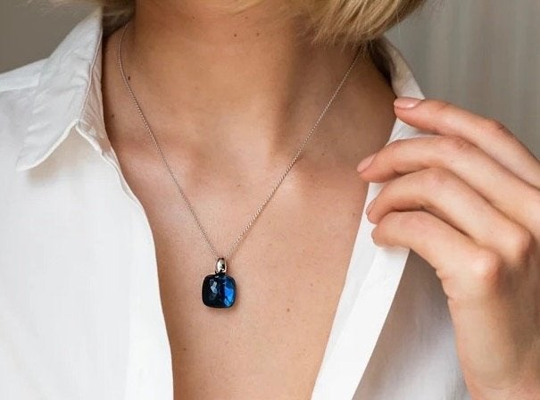 NIEUW: Ti sento set: ketting hanger en ring (58) - blauw, Nieuw, Met edelsteen, Zilver, Verzenden