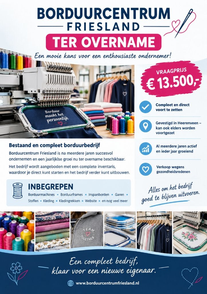 Borduurstudio ter Overname met groot klantenbestand