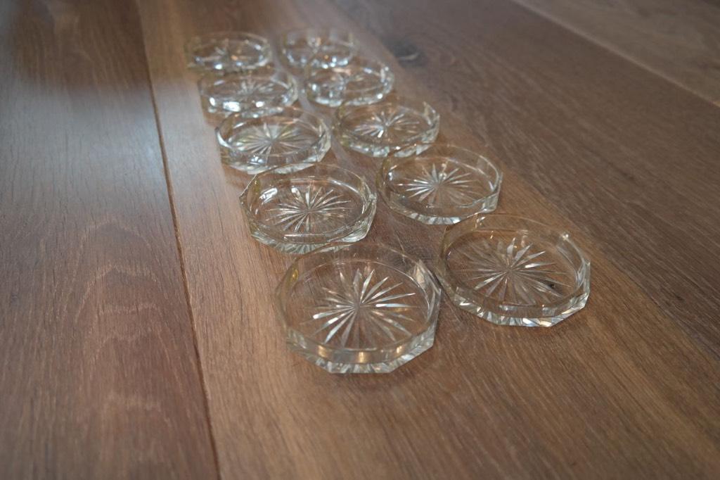 Antieke onderzetters/amuse schaaltjes kristal; 14 stuks, Ophalen of Verzenden