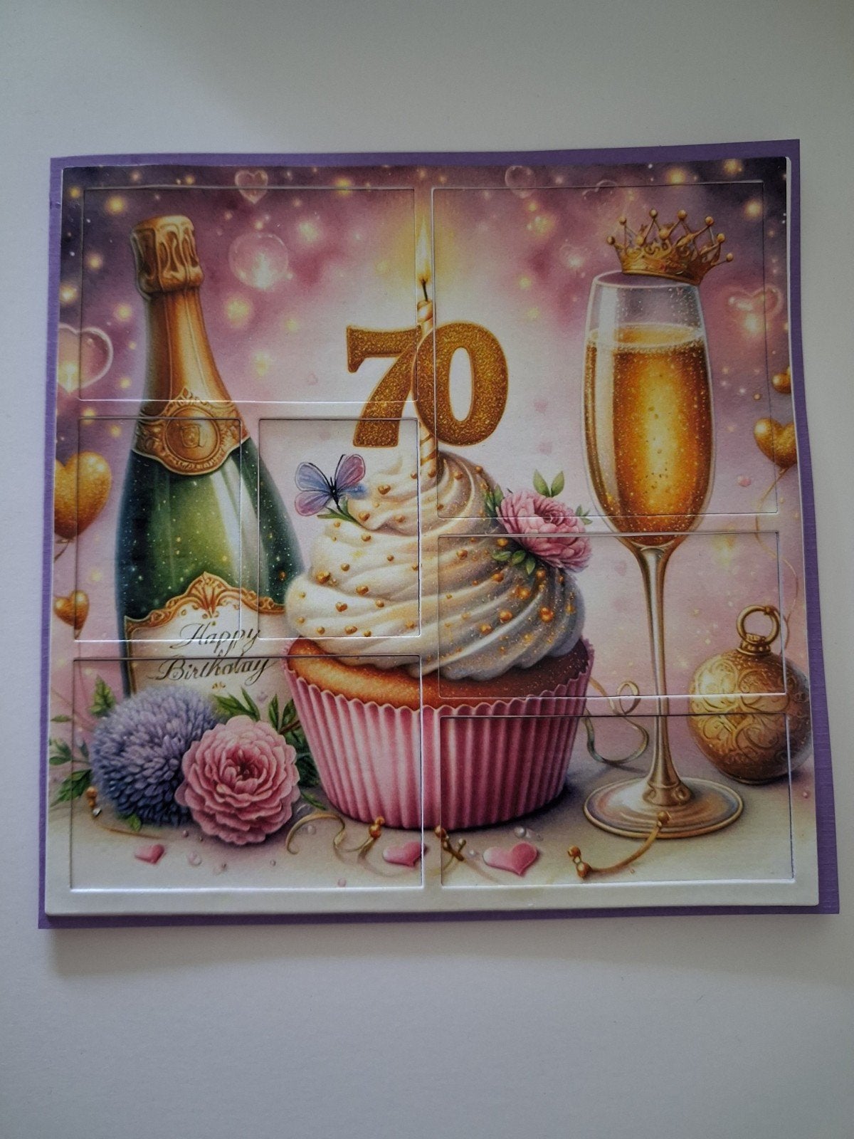Dieptekaart 70 met cupcake en champagne, Ophalen of Verzenden, Overige thema's