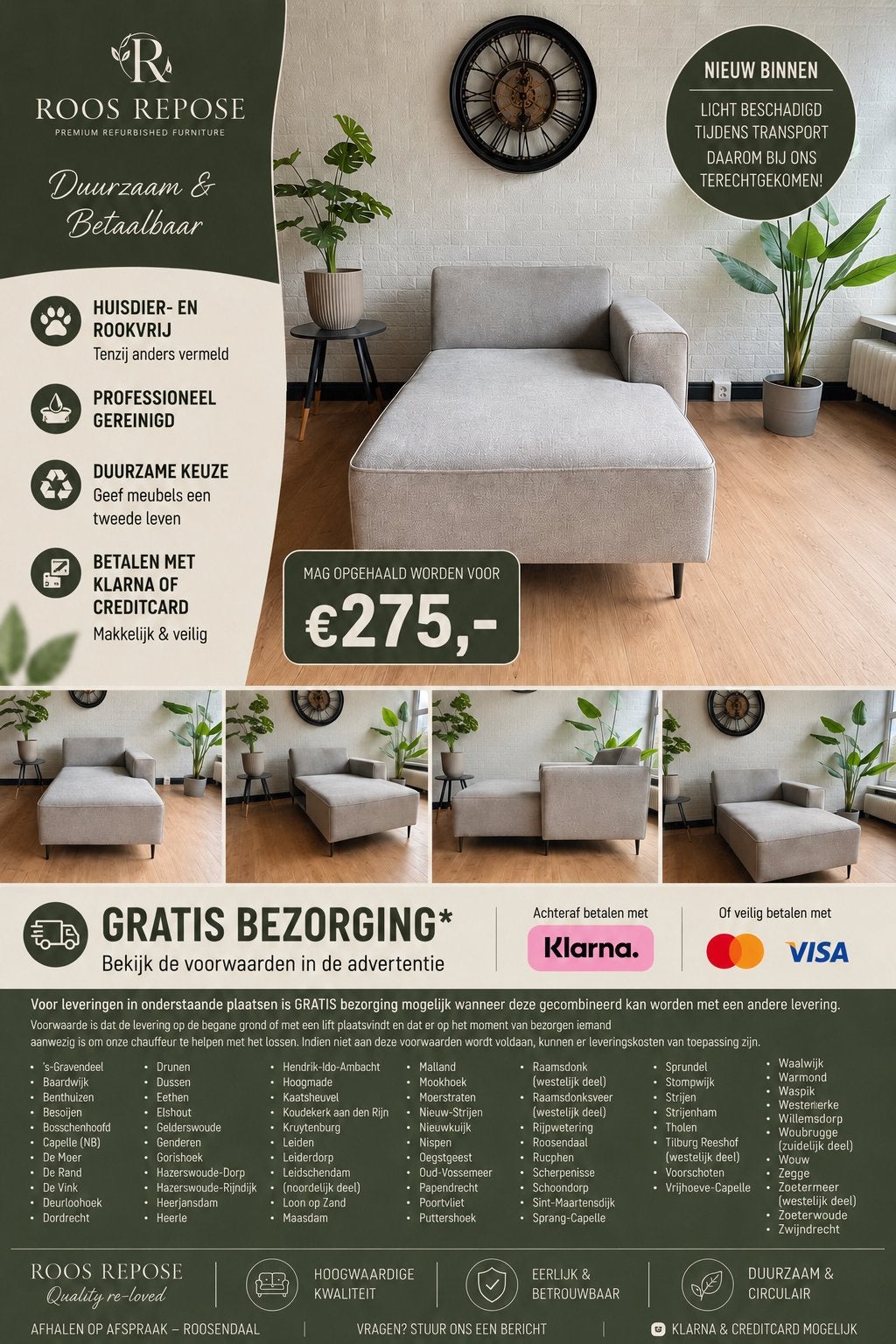 NIEUW | Luxe chaise longue / longchair | Licht beschadigd