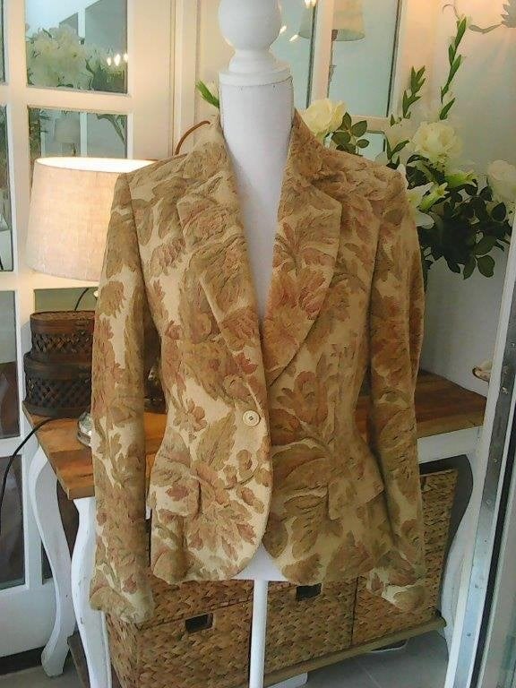 Beige-Monsterd designer-blazer Erny van Reijmersdal, 38/M, Maat 38/40 (M), Verzenden, Beige, Nieuw