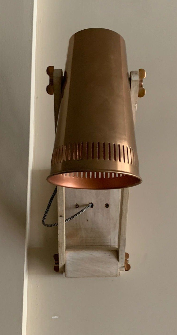 wandlamp koperkleurig rose kleurig, Huis en Inrichting, Lampen | Wandlampen, Ophalen of Verzenden, Hout