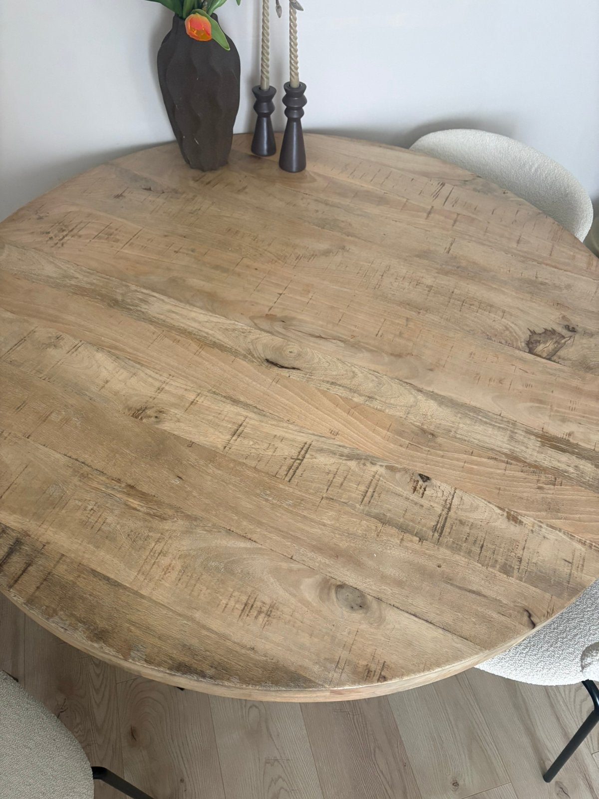 Mango houten tafel, Huis en Inrichting, Tafels | Eettafels, Ophalen of Verzenden, Zo goed als nieuw, Rond, 100 tot 150 cm