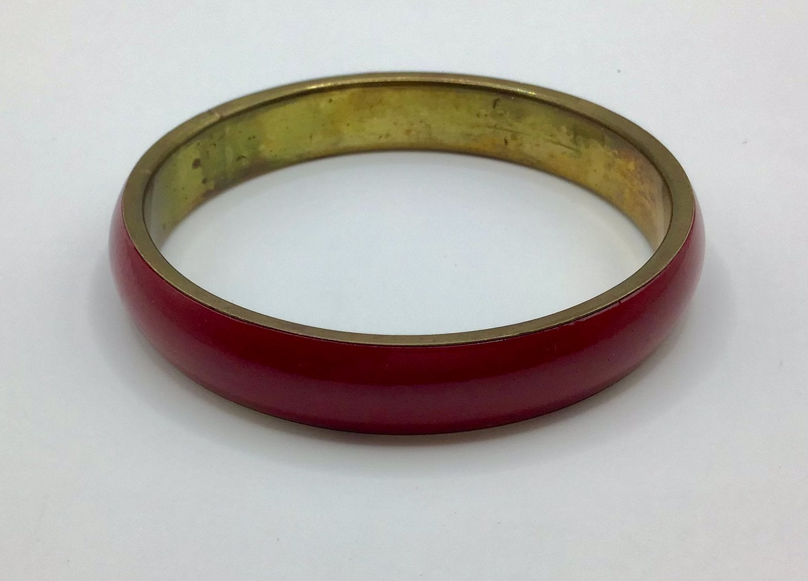 Vintage armband rood Bakeliet en koper Joan Rivers armband, Verzenden, Overige materialen, Armband