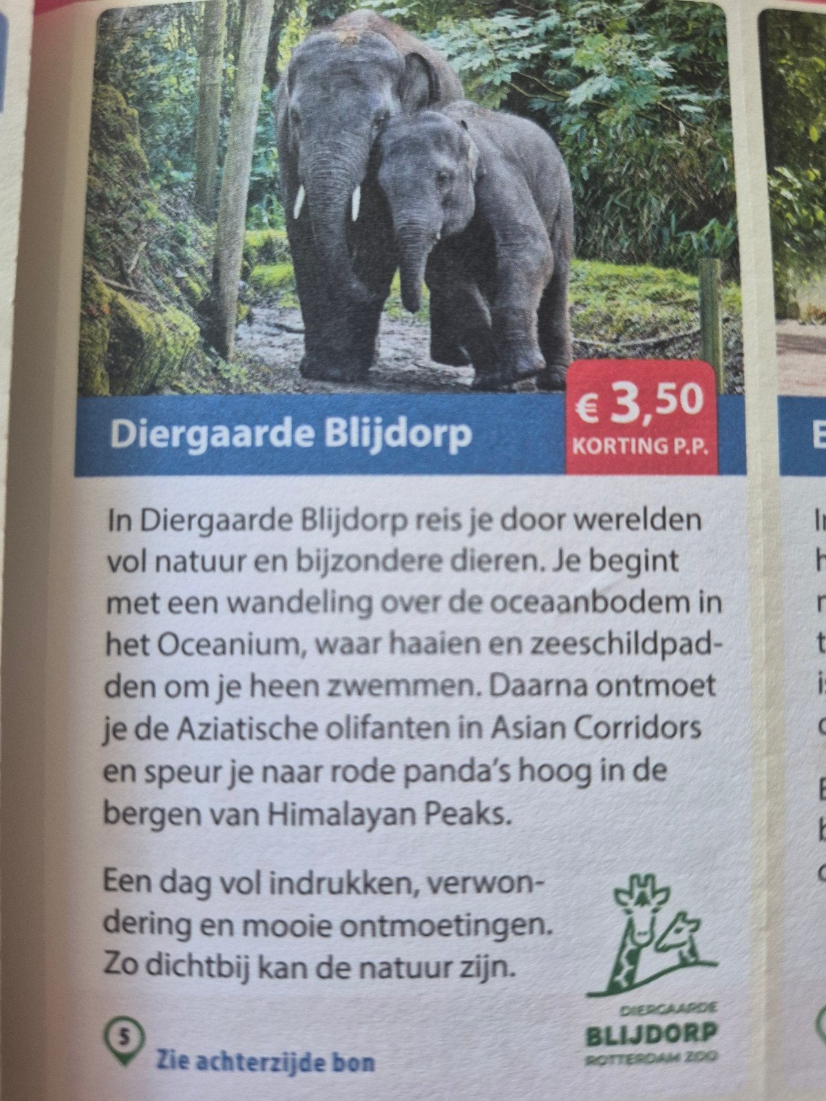 Diergaarde blijdorp, Tickets en Kaartjes, Eén persoon, Kortingskaart