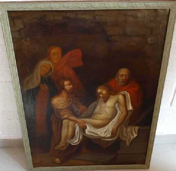 religieus 19de eeuw schilderij., Ophalen of Verzenden, Portret of Personen