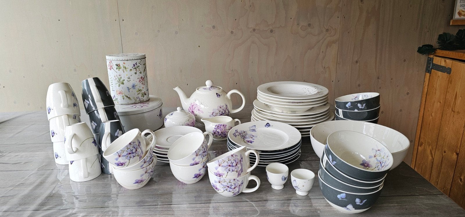 Uitgebreid servies Marjolein Bastin, vlinder/bloemmotief, Verzenden, Porselein, Overige stijlen