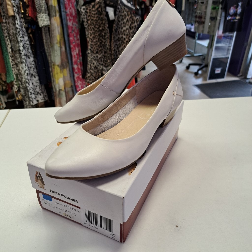 Hush Puppies zacht witte leren pumps lage hak maat 42 48944, Pumps, ., Wit, Ophalen of Verzenden