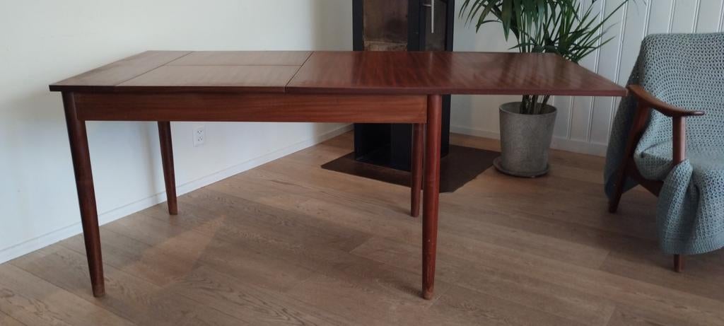 Vintage uitschuifbare eettafel Scandinavisch, Huis en Inrichting, Ophalen, Gebruikt, Rechthoekig, 50 tot 100 cm
