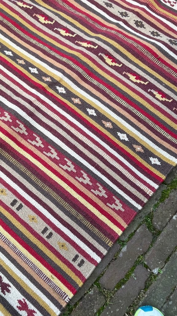 Mooie, kleurrijke Kelim, Ophalen, Gebruikt, 200 cm of meer, Oranje