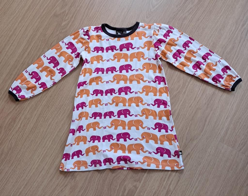 Nosh organics jurk met olifantenprint, maat 110-116, Nosh Organics, Meisje, Ophalen of Verzenden, Zo goed als nieuw