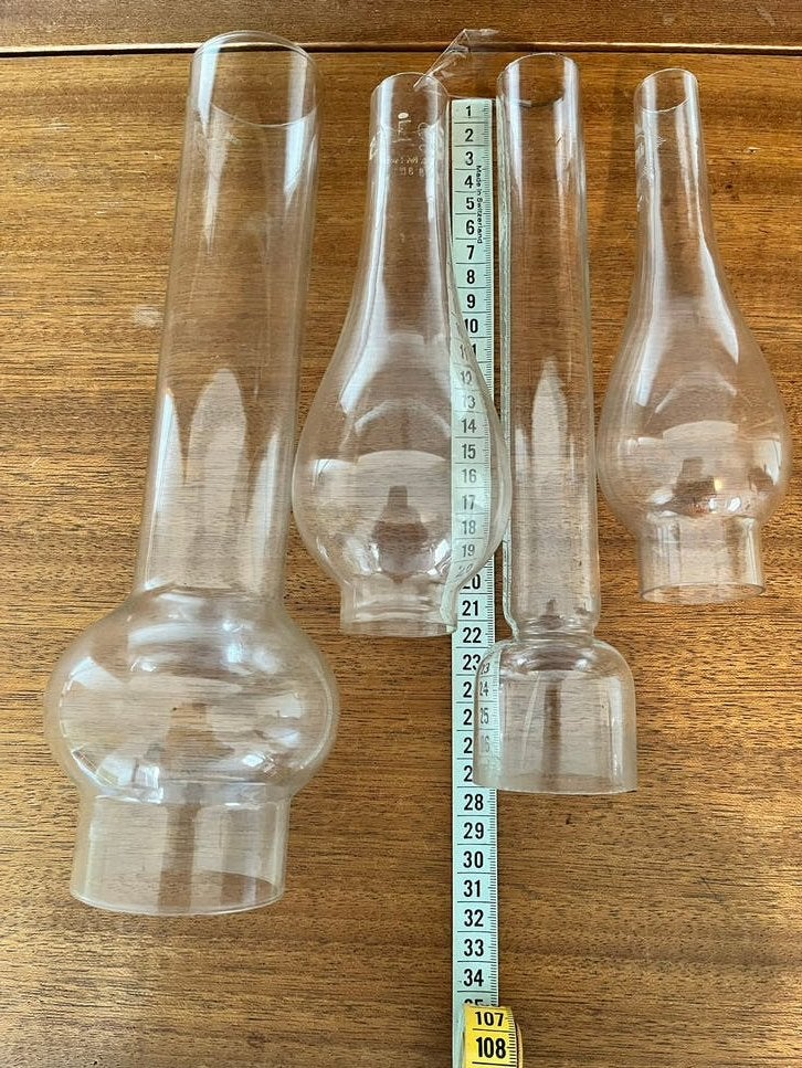 Set van 4 glazen lampenkappen voor olielampen, Antiek en Kunst, Ophalen of Verzenden