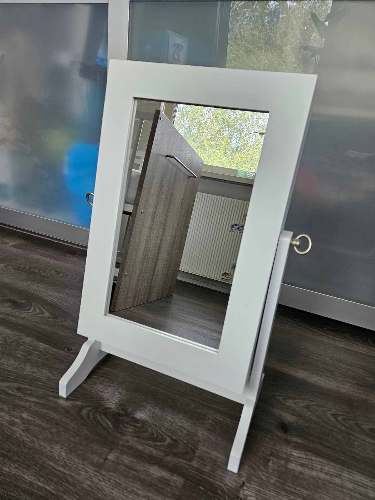 Witte sieradenkast met spiegel, Ophalen of Verzenden
