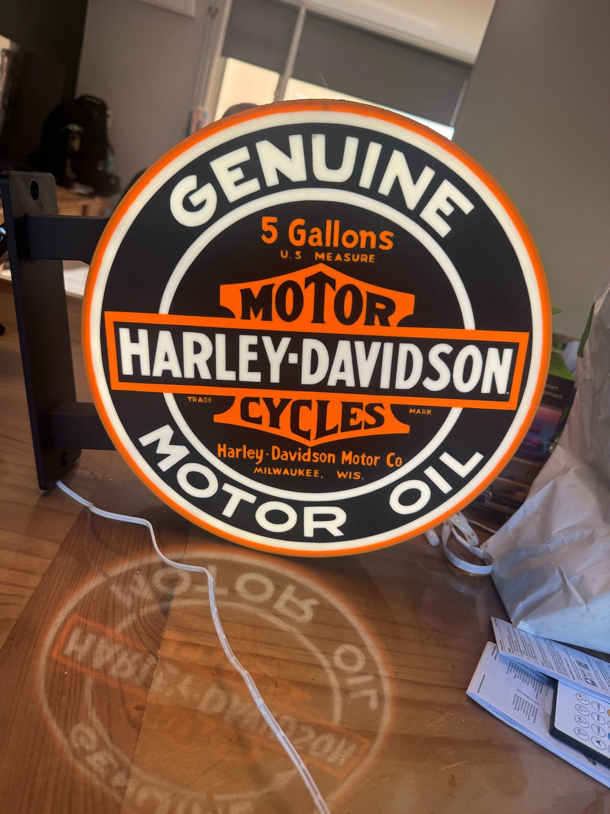 Harley-Davidson Motor Oil LED Reclamebord, Ophalen of Verzenden, Zo goed als nieuw