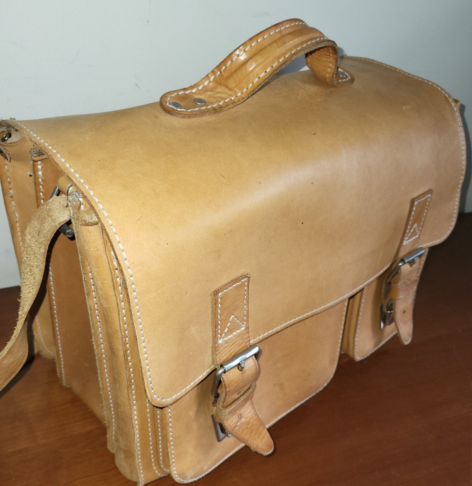 Leren Ruitertassen - Vintage Stijl Schoudertas, Overige merken, Bruin, Ophalen of Verzenden, Zo goed als nieuw