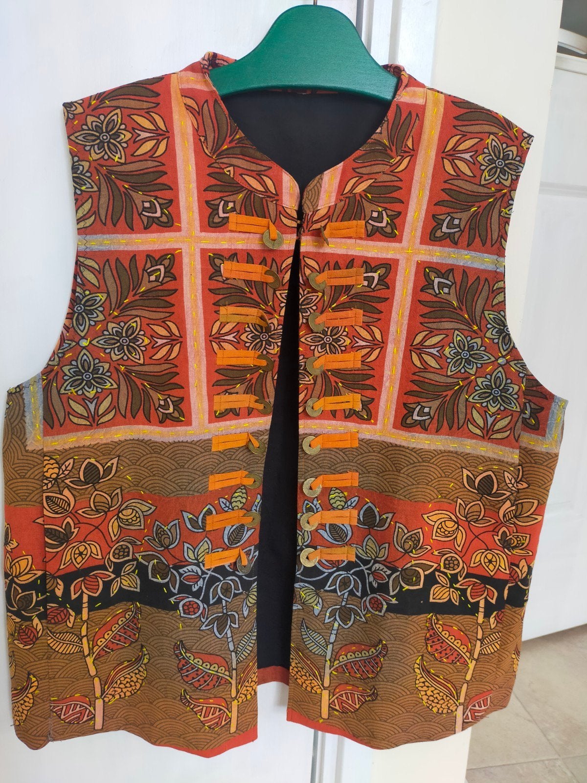 RETRO VINTAGE GILET WAISTCOAT VEST Oranje L XL 42 44, Ophalen of Verzenden, Huis en Inrichting