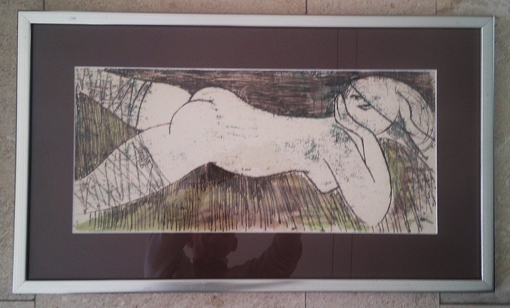 Artistiek liggend naakt '86 - Theo Boons (1927-2013 Delft), Portret en Figuren, Ophalen of Verzenden, Lithografie, Gesigneerd