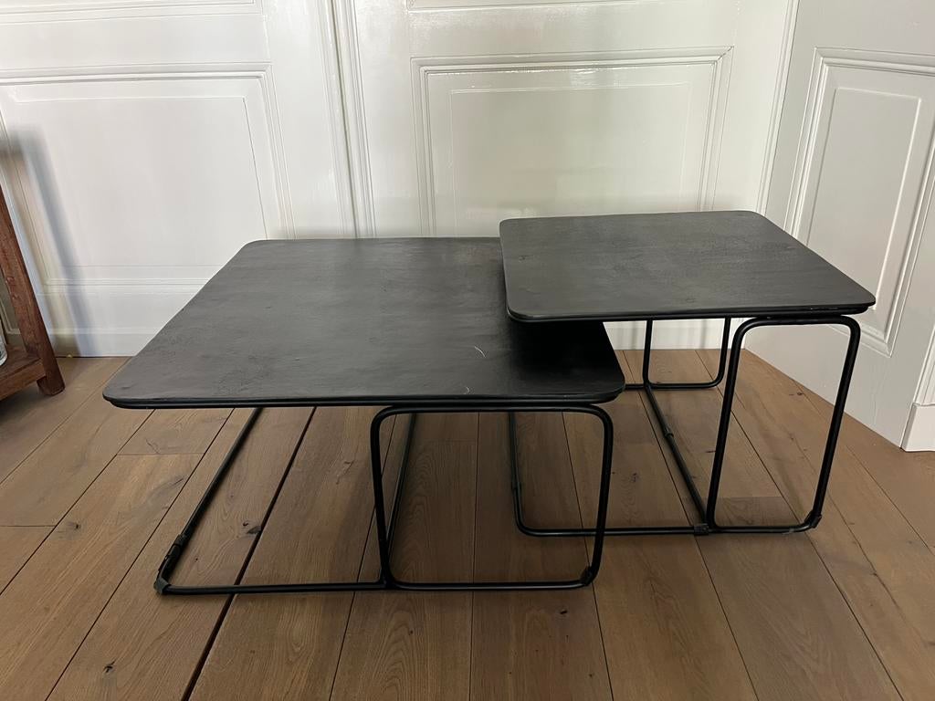 Salontafel (set) industrieel, zwart, metaal, Huis en Inrichting, Tafels | Salontafels, Ophalen