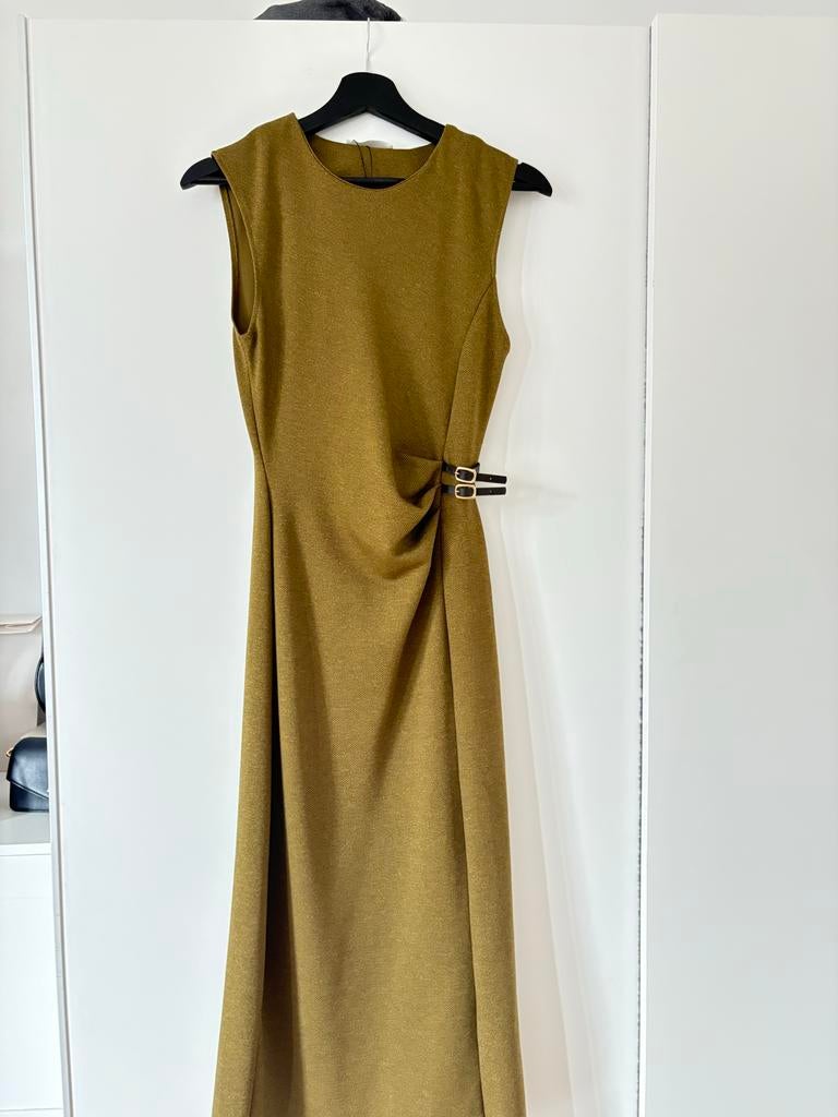 Nieuwe Zara jurk met gespdetails - maat S, Nieuw, Ophalen of Verzenden, Maat 36 (S), Onder de knie
