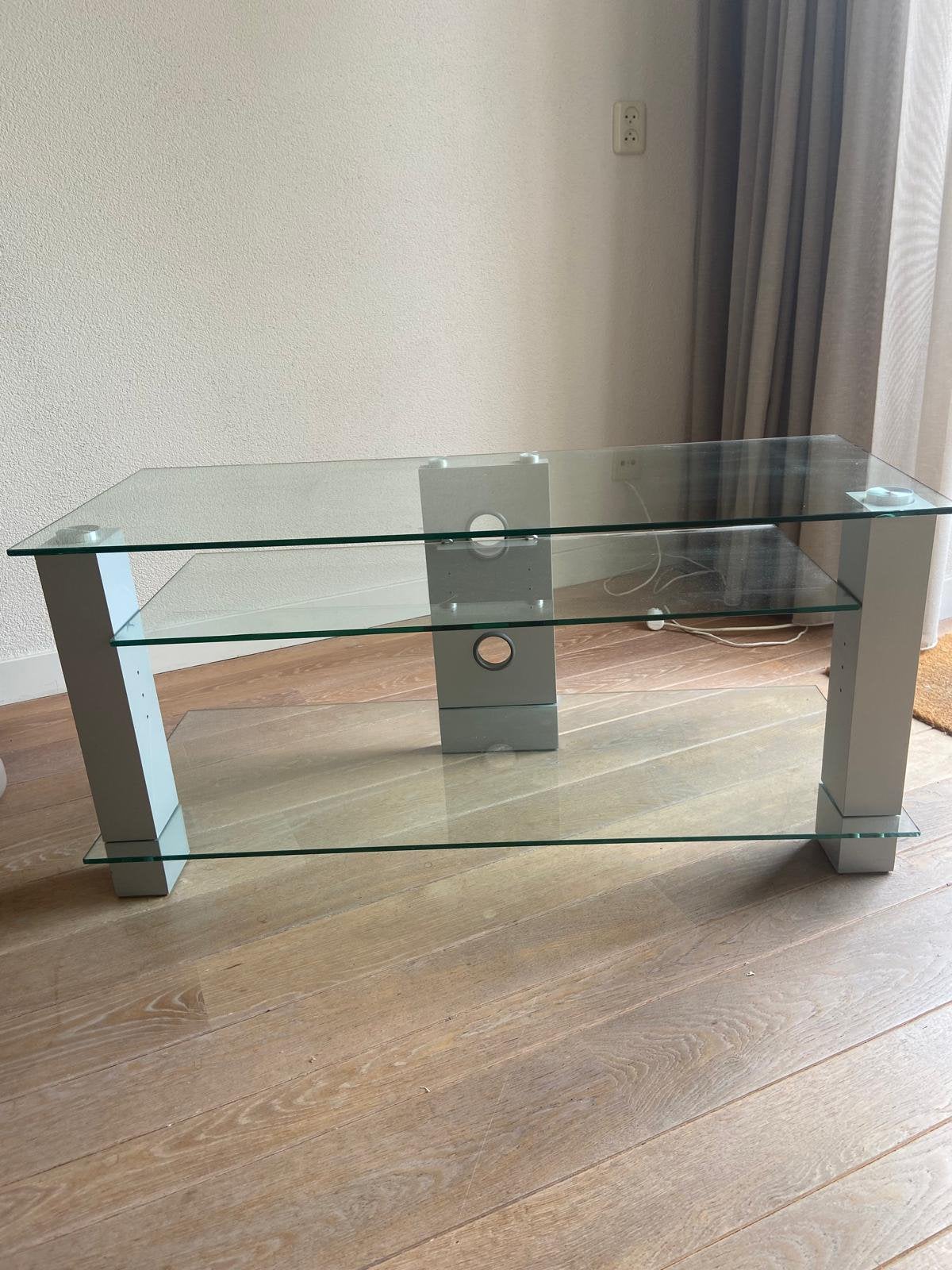 TV kast, Ophalen, Gebruikt, 100 tot 150 cm, Glas
