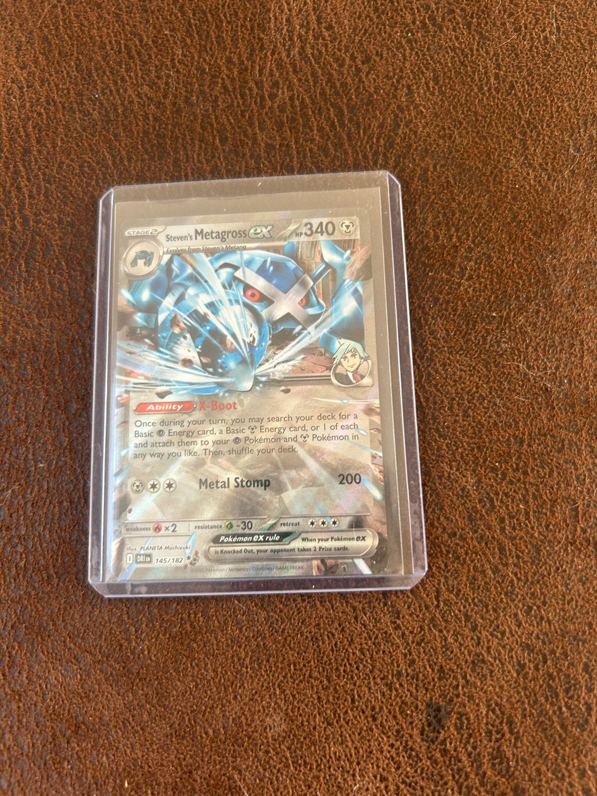 Steven's Metagross EX Pokémon Kaart, Ophalen of Verzenden, Zo goed als nieuw, Losse kaart, Foil
