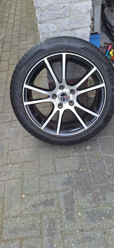 Zomerbanden met rvs velgen  225/45 ZR 17, Auto-onderdelen, Banden en Velgen, Ophalen, Gebruikt, Velg(en), 17 inch