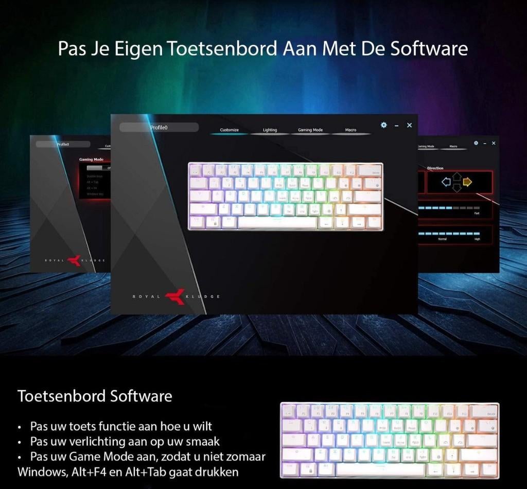 Royal Kludge RK61 - Gaming Keyboard Wit - Mechanisch, Computers en Software, Theodoor Colenbranderhof 9, 3059LC Rotterdam, Nederland