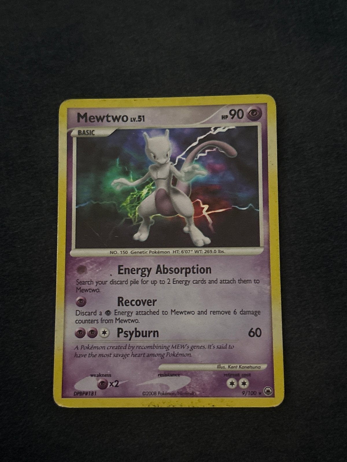 Mewtwo 9/100 Holo Rare – Majestic Dawn 2008 Pokémon kaart, Ophalen of Verzenden, Gebruikt, Losse kaart, Foil