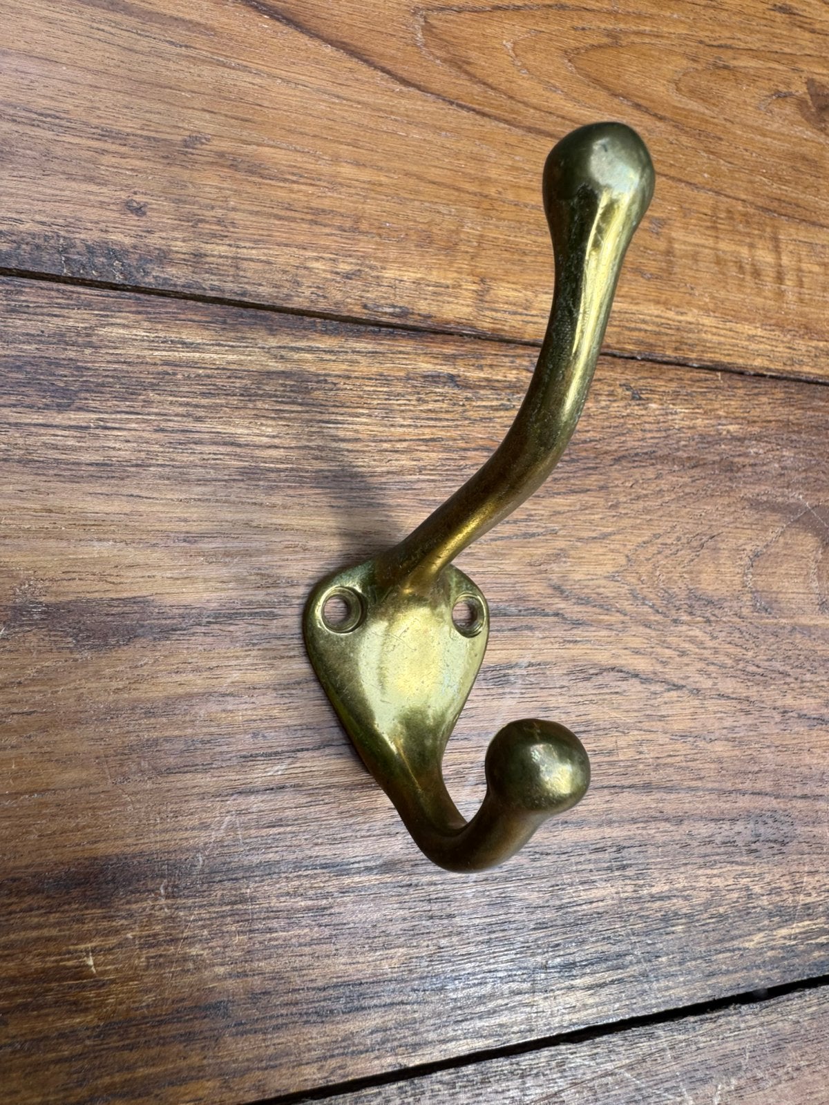 antieke kapstokhaak  massief messing met patina, Huis en Inrichting, Ophalen of Verzenden, Zo goed als nieuw, Wandkapstok, Minder dan 100 cm