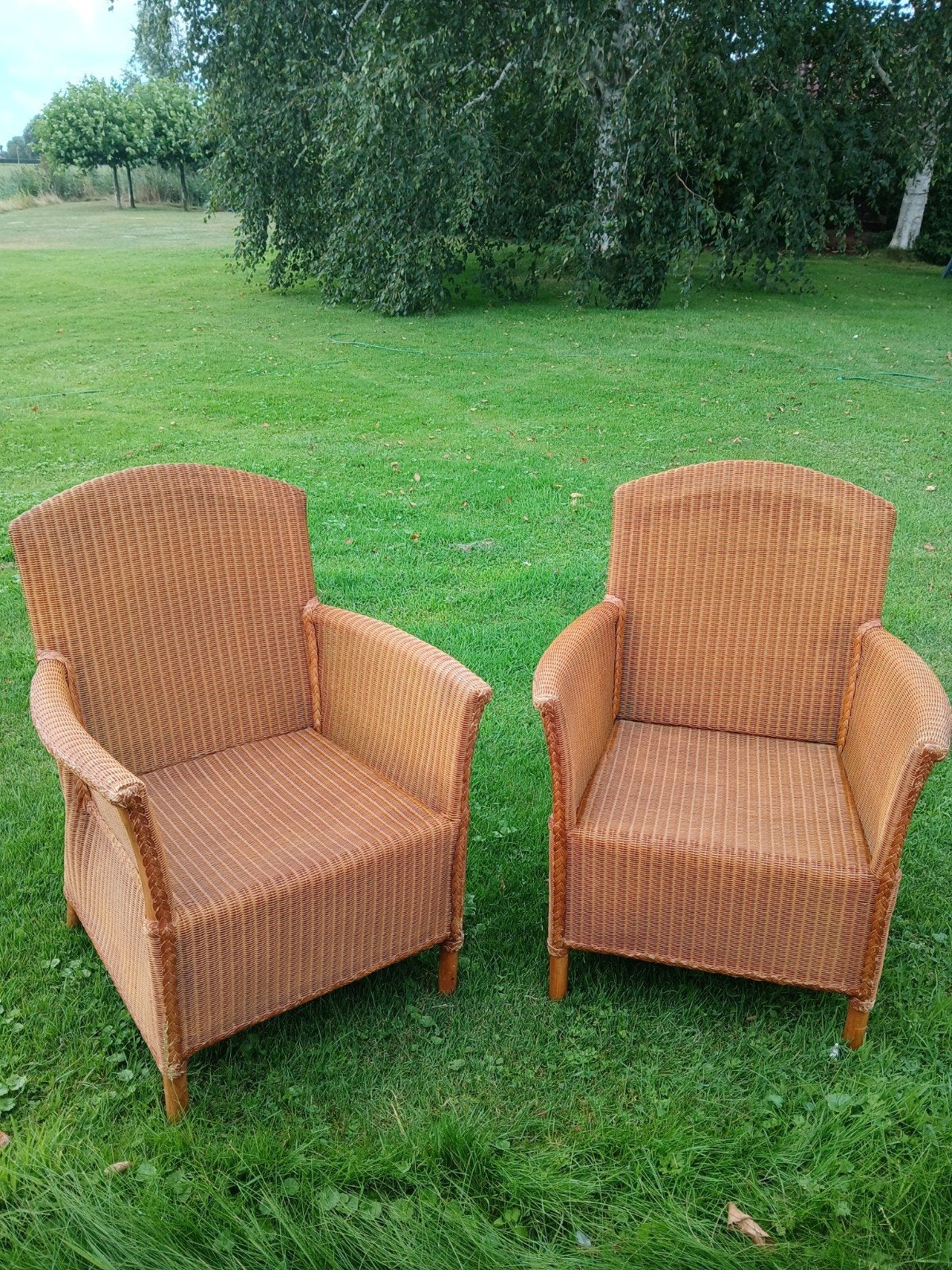 Lloyd Loom stoelen, Ophalen, Gebruikt, Twee, Bruin