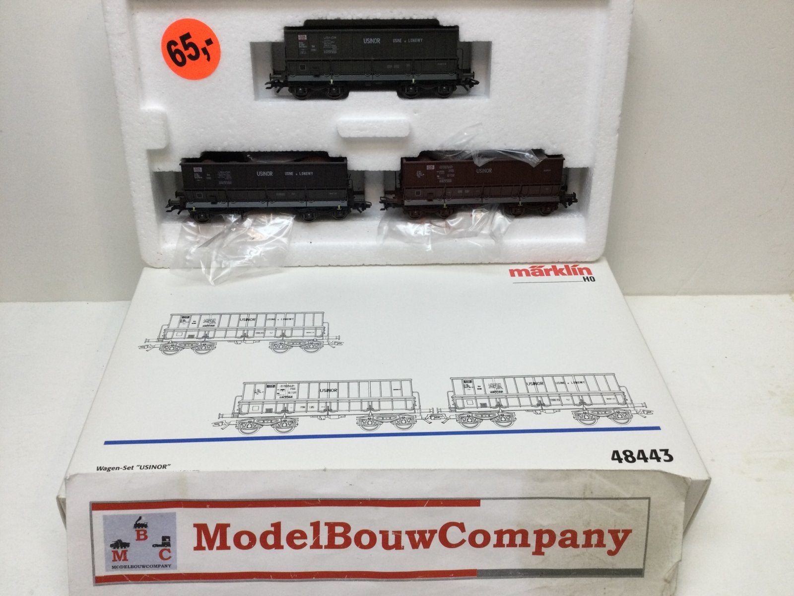 Marklin Ho 48443 wagen set USINOR, Wisselstroom, Wagon, Ophalen of Verzenden, Zo goed als nieuw